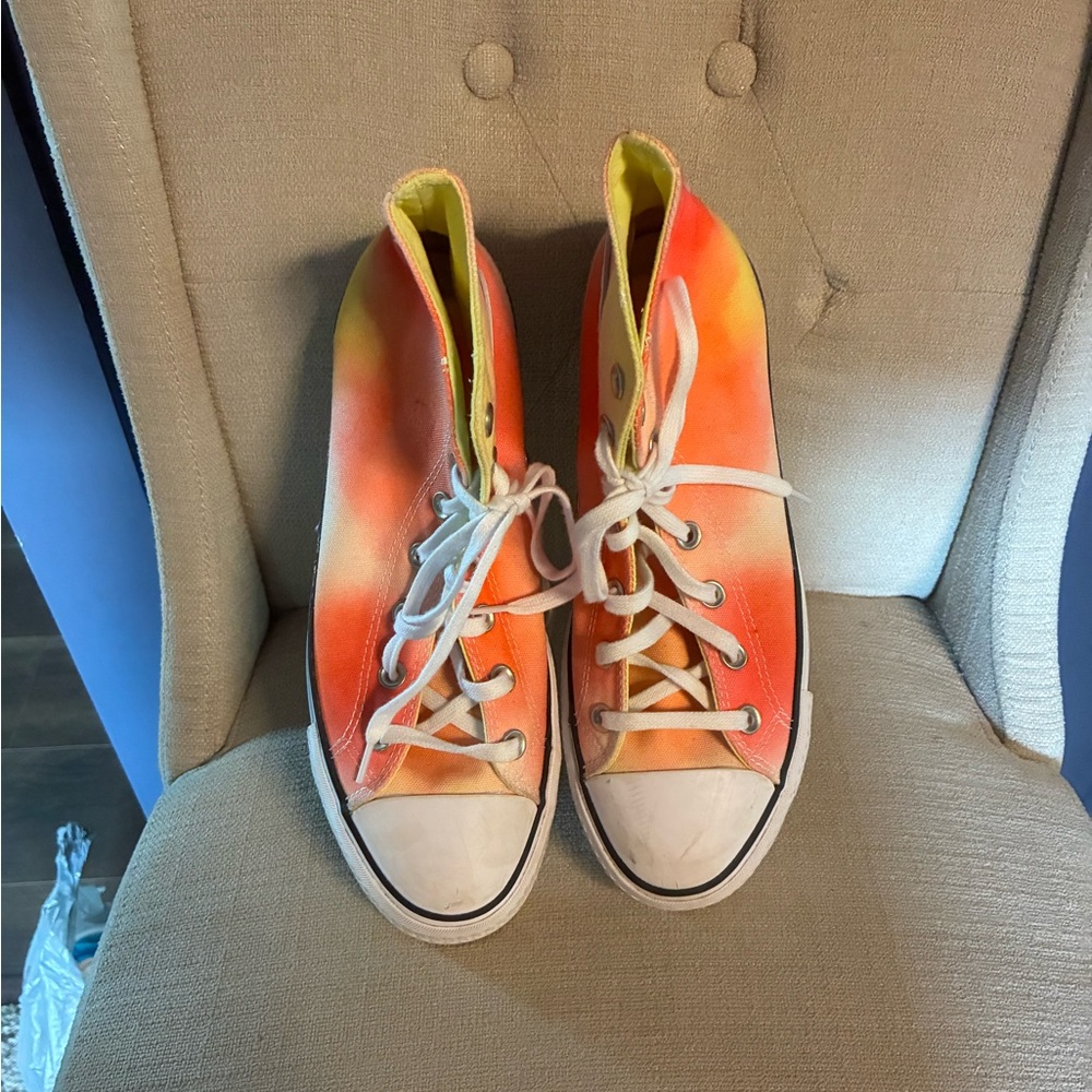 Converse Orange and White High-Top Sneakers